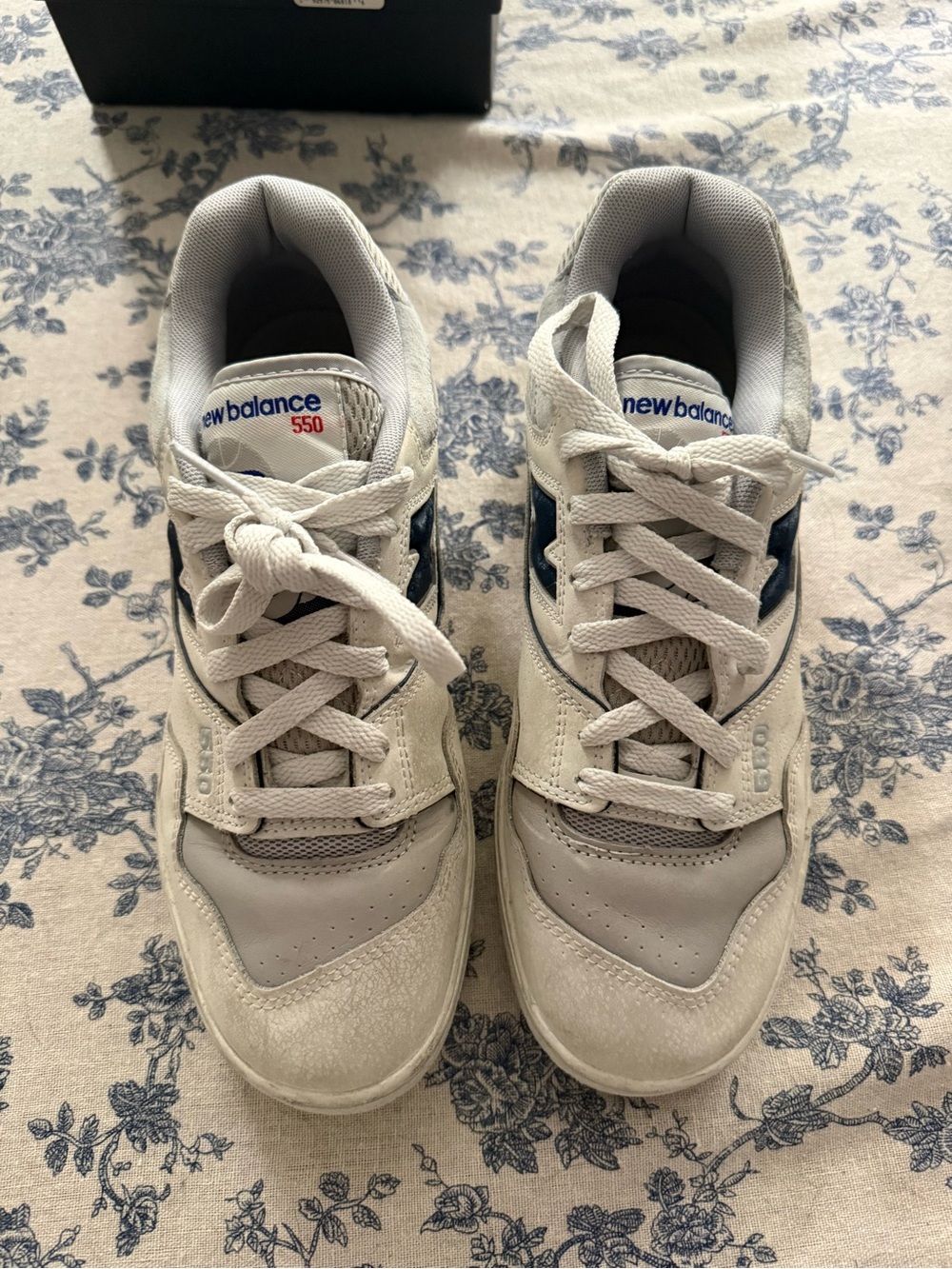 New Balance White and Navy 550
